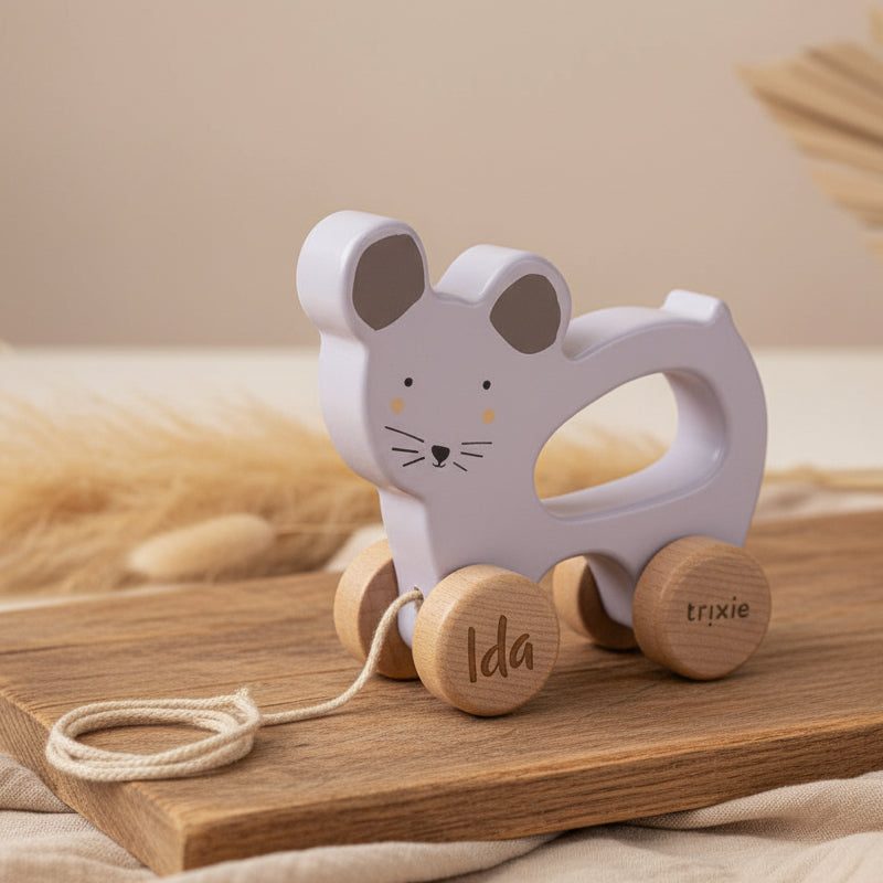 Trixie : Jouet à tirer en bois Madame la Souris pour enfants