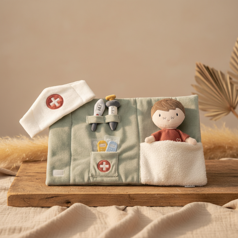Poupée en tissu Jim et ensemble de jeu Docteur – Jeu de rôle pour enfants