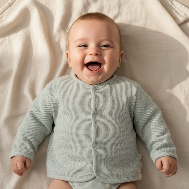Veste gaufrée vert tendre - Little Farm | Little Dutch