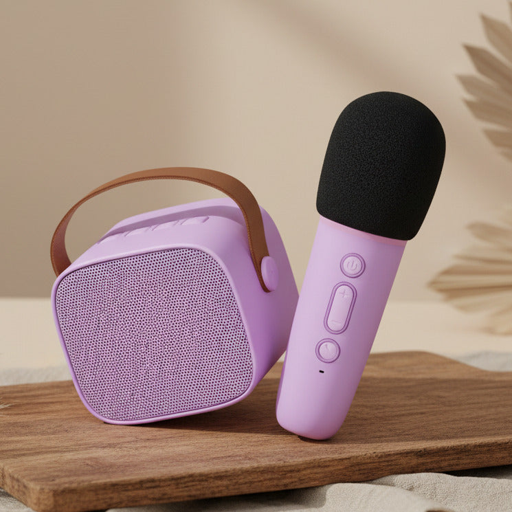 Ensemble karaoké - Enceinte Bluetooth et microphone violet | Lalarma