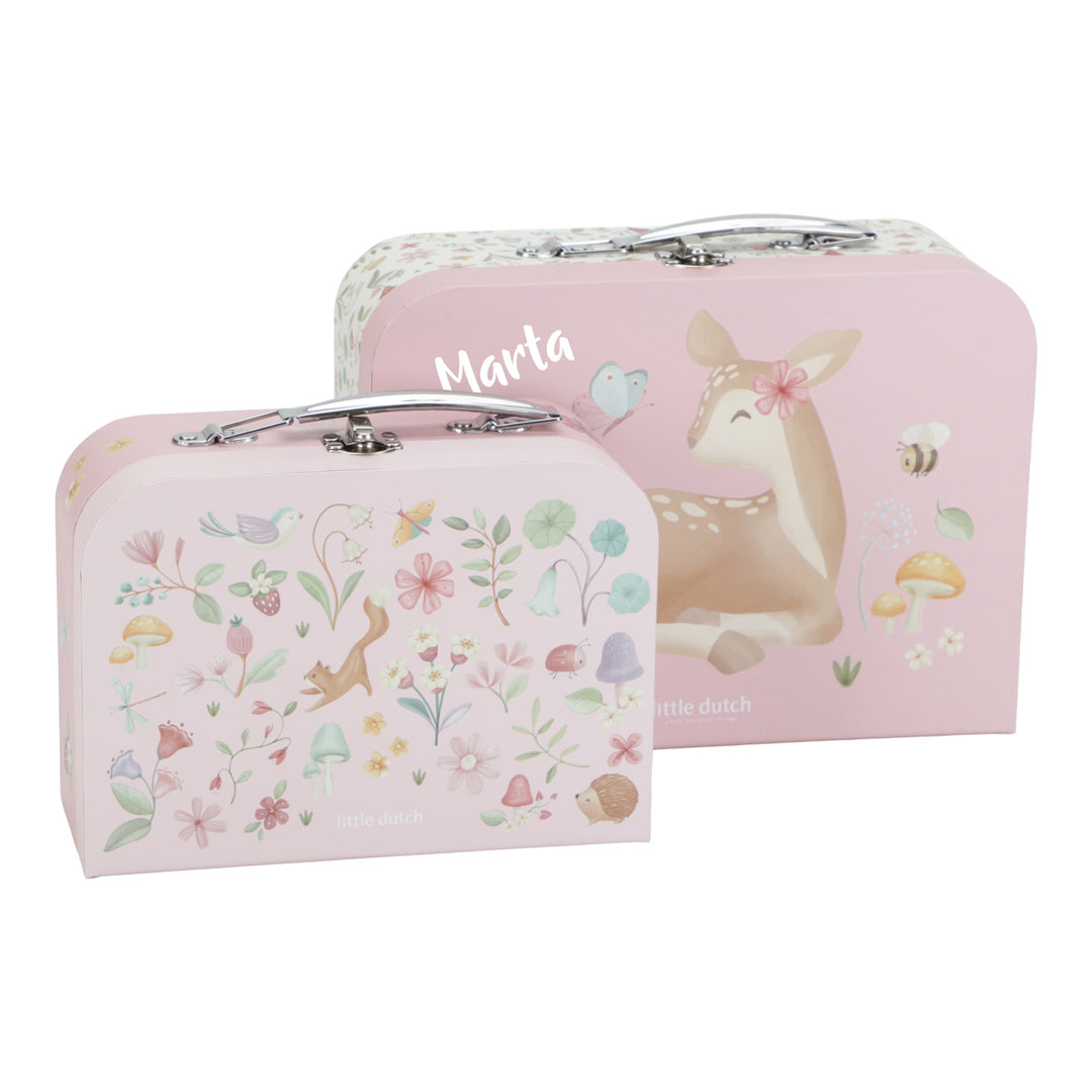 Valise personnalisée pour enfant Jardin enchanté rose avec nom