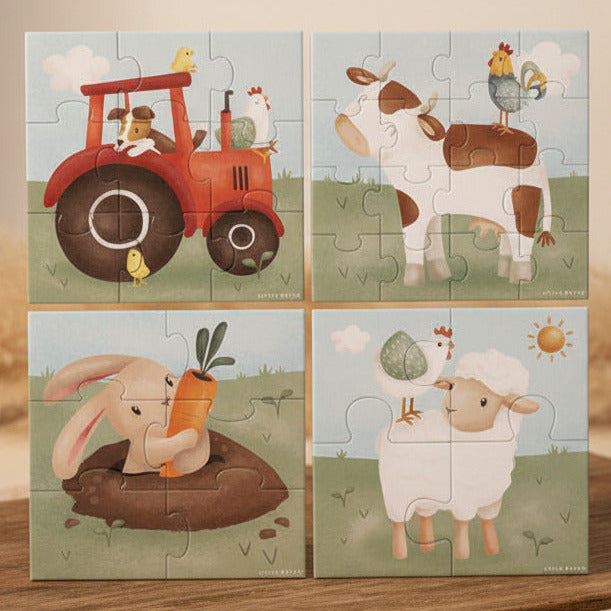 Ensemble de 4 puzzles Little Farm