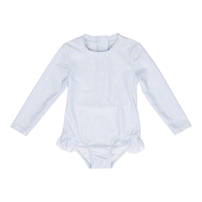 Maillot de bain à manches longues Daisies Blue | Little Dutch