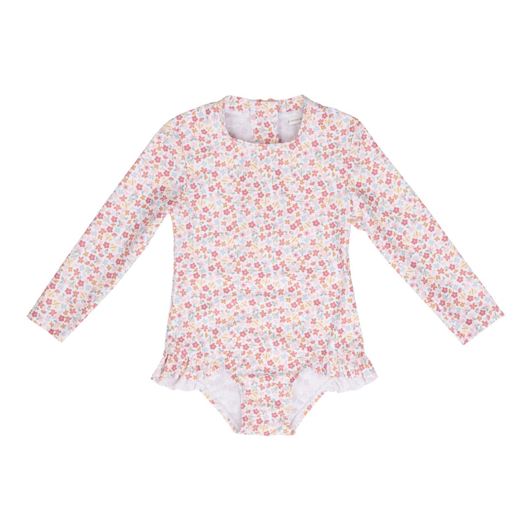 Maillot de bain à manches longues Fleurs d'été | Little Dutch