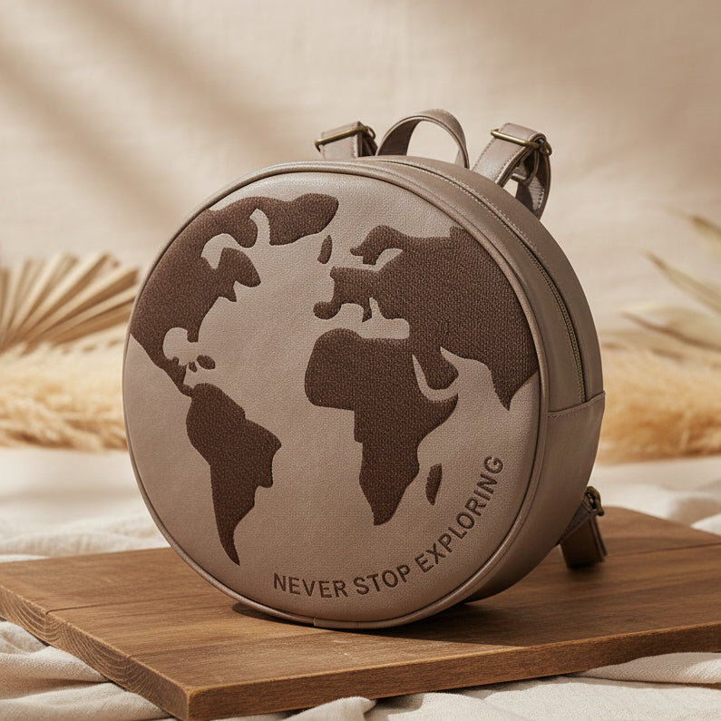 Grand sac à dos Columbus Globe, marron | Little Who