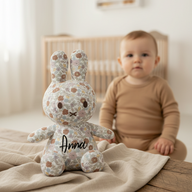 Peluche Miffy Lapin Petites Fleurs 25 cm – Cadeau de naissance