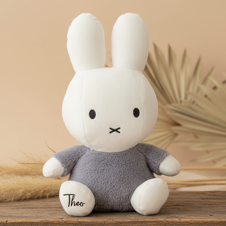 Peluche Miffy Lapin Fluffy Bleu 35 cm à câliner