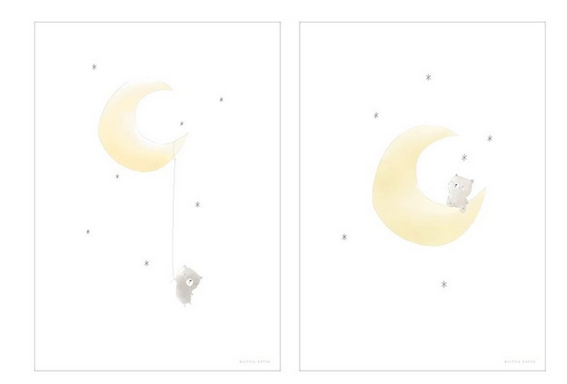 Affiche A3 Ours/Lune « recto-verso » | Little Dutch