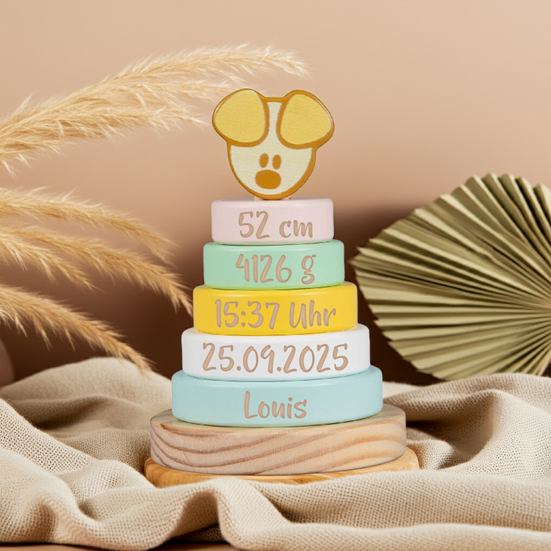 Tour d'empilement personnalisée pour une naissance - Cadeau de naissance