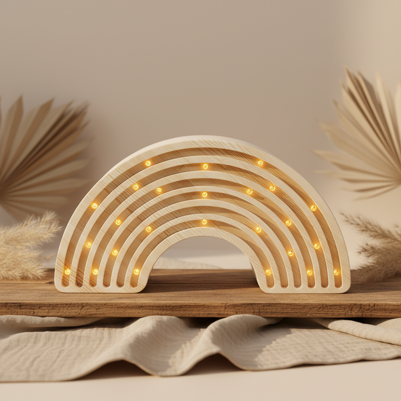 Lampe en bois arc-en-ciel | Petites lumières
