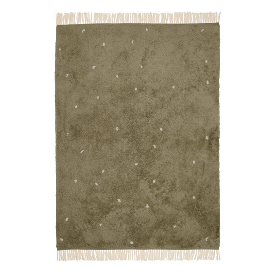 Tapis enfant à pois Pure, olive 170 x 120 cm | Little Dutch