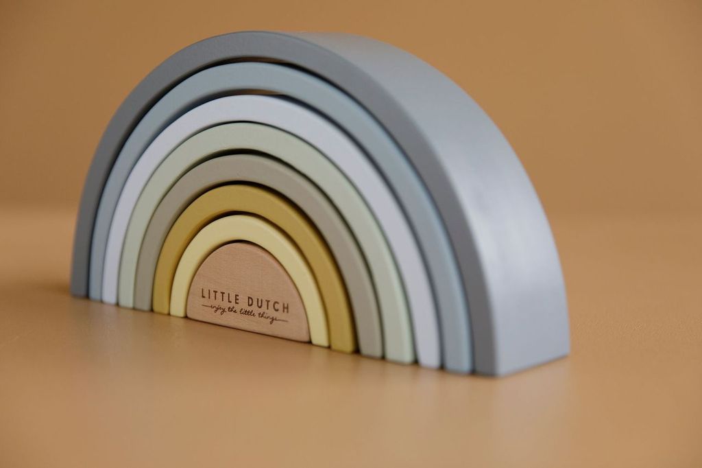 Tour à empiler Arc-en-ciel Bleu personnalisée - Cadeau de naissance