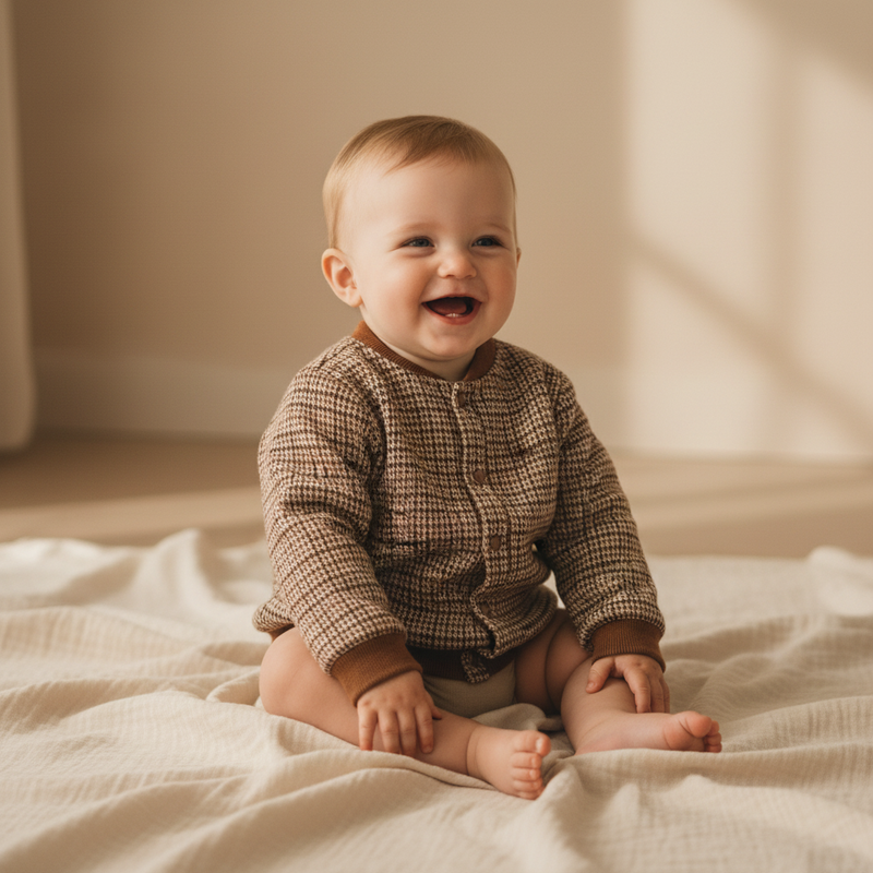 Cardigan à carreaux verts – Little Farm | Little Dutch