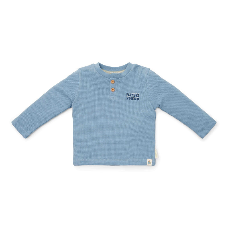 T-shirt manches longues gaufré bleu glacier - Little Farm | Little Dutch