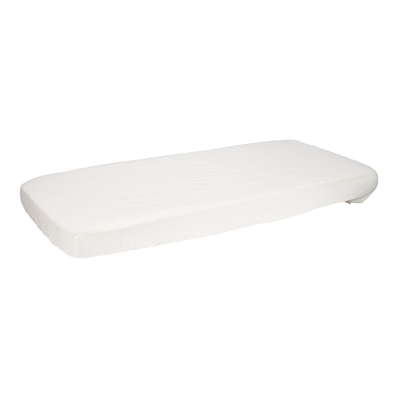 Drap-housse en mousseline 60 x 120 cm, blanc doux | Little Dutch