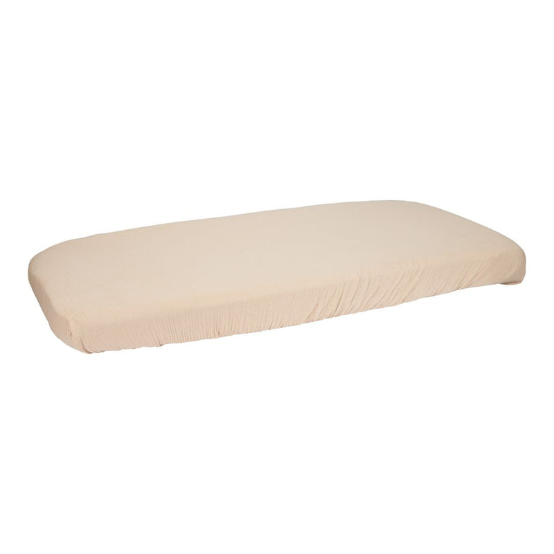 Drap-housse pour berceau en mousseline Newborn Naturals 40 x 80 cm, beige | Little Dutch
