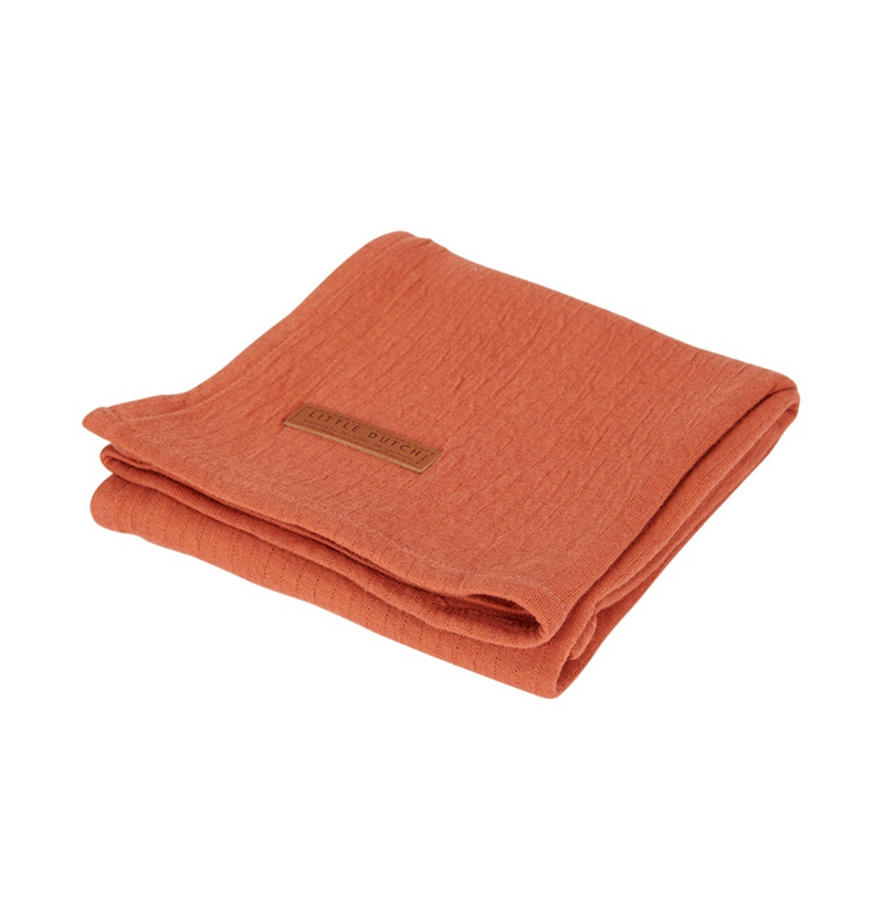 Lange en mousseline 120 x 120 Pure rouille, rouge | Little Dutch