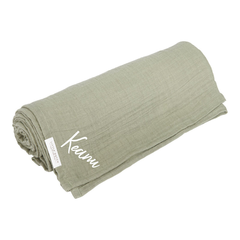 Lange en mousseline – Olive pur | Little Dutch