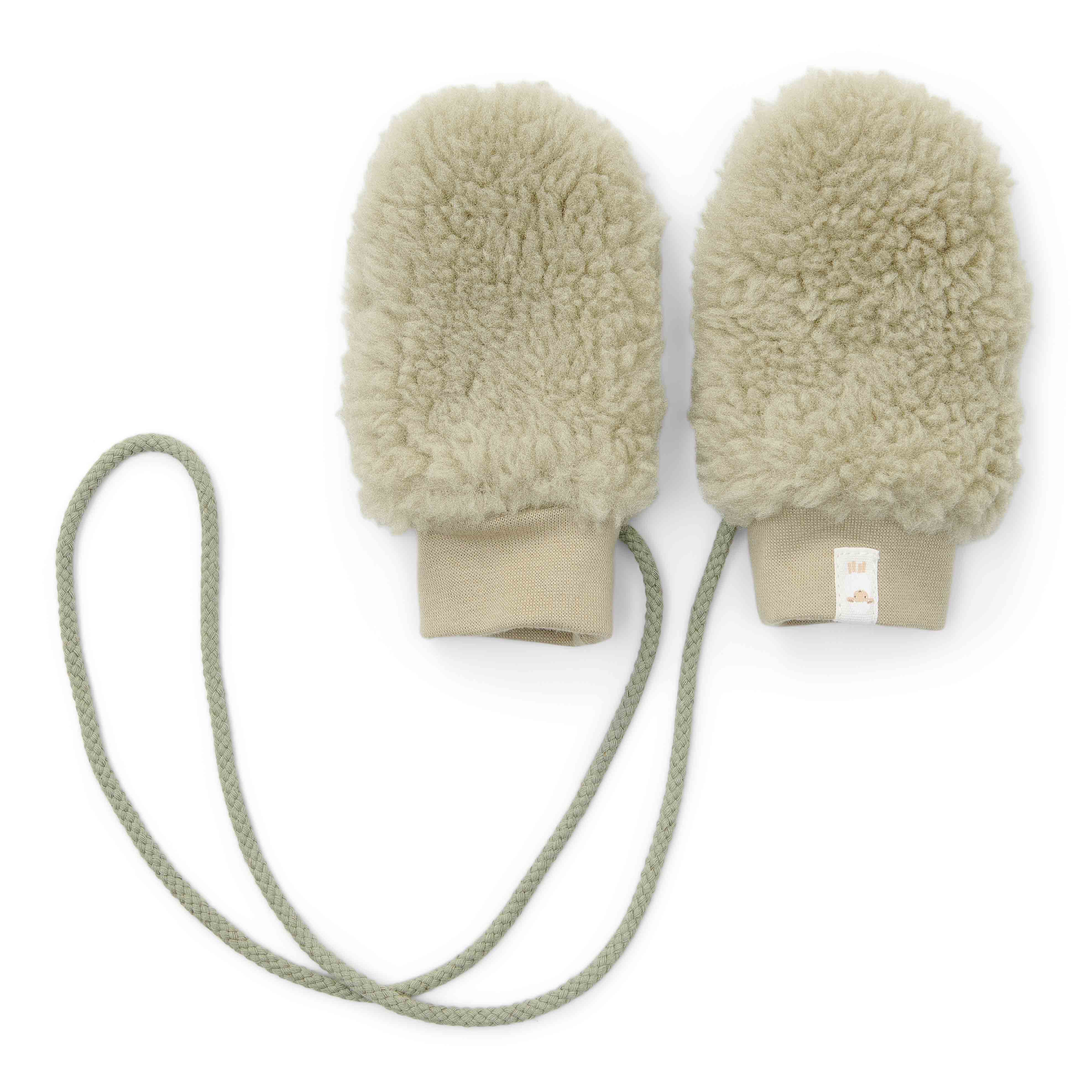 Mouffles Teddy vert doux – Moufles souples pour nouveau-nés