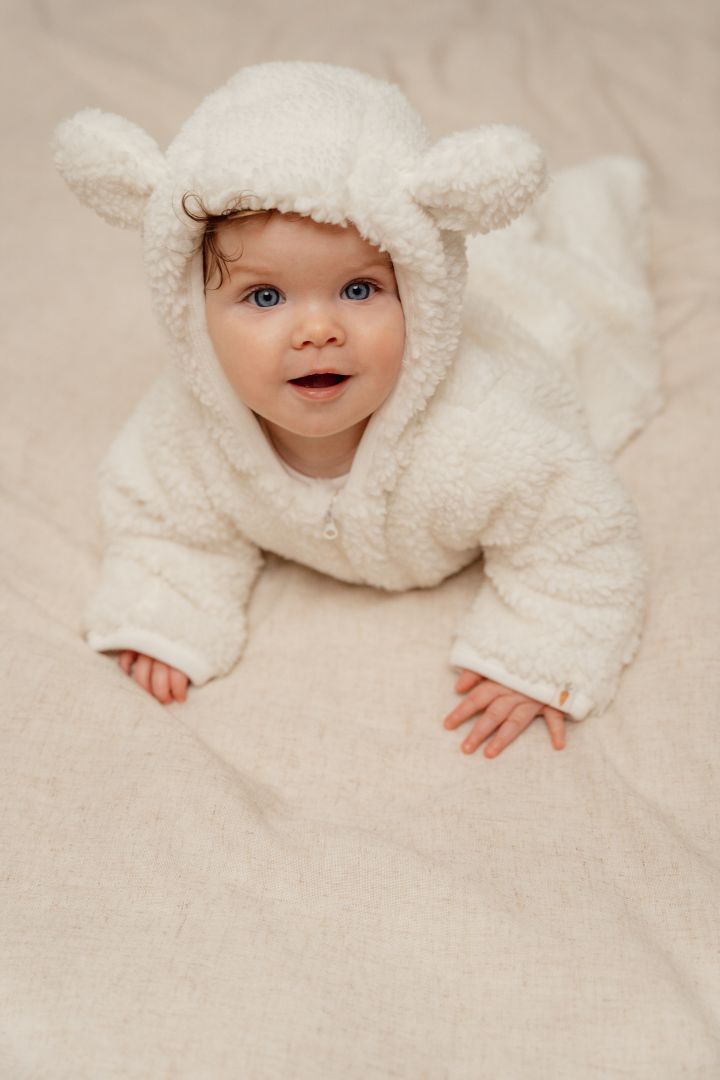 Grenouillère en peluche Baby Bunny, blanc cassé | Little Dutch