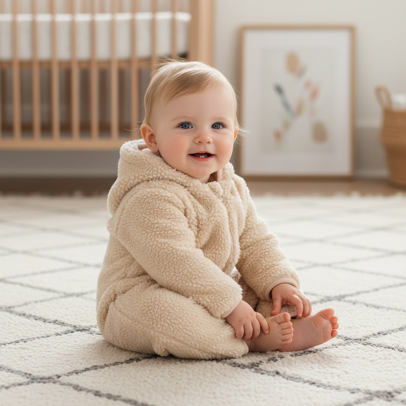 Grenouillère Teddy Sand - Teddy d'hiver pour nouveau-né | Little Dutch