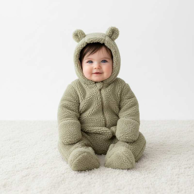 Grenouillère Teddy vert tendre - Teddy d'hiver pour nouveau-né | Little Dutch