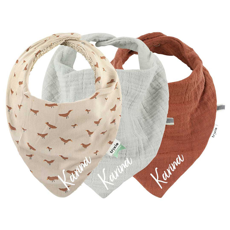 Lot de 3 bavoirs bandanas et foulards - Babbling Birds | Trixie