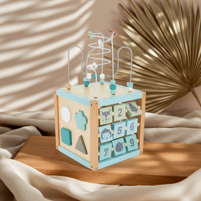 Cube d'activités en bois animaux de la forêt XXL | bieco