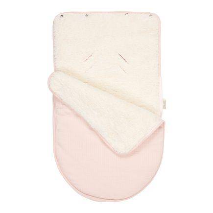 Babyschalen-Fußsack Pure Soft Pink in Rosa für Maxi-Cosi und viele Babyschalen der Gruppe 0+ mit kuscheligem Teddyfutter, TOG-Wert 9,4 und hochwertigem Baumwollmix. Warmer Winterfußsack für Babys von Schmatzepuffer.