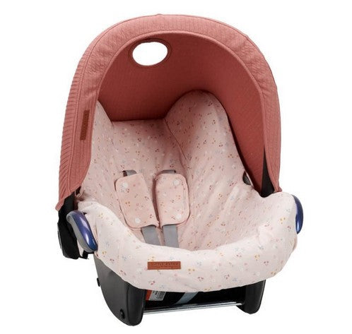 Babyschalen-Sonnenverdeck Pure Pink Blush für Maxi-Cosi und viele Babyschalen der Gruppe 0+ aus hochwertigem Baumwollmix. Schützt Babys zuverlässig vor Sonne, Wind und leichtem Regen und sorgt unterwegs für angenehmen Schatten.