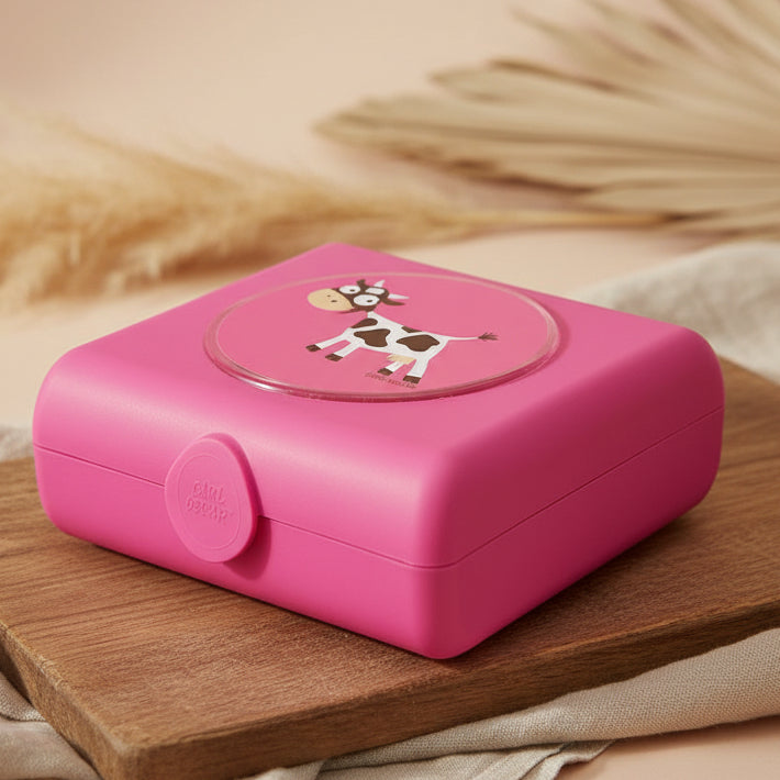 Brotdose Sandwichbox in Pink fuer Kinder mit praktischem Verschluss, ideal fuer Pausenbrote und Snacks im Kindergarten, in der Schule und unterwegs