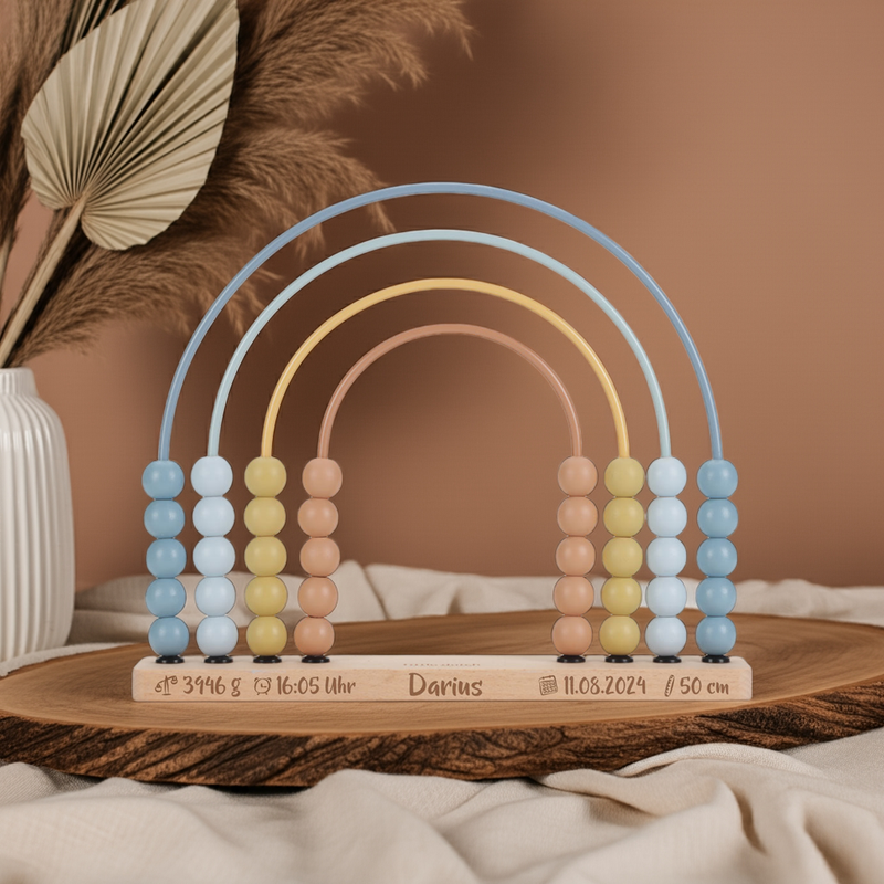 Arc-en-ciel boulier Forest Friends bleu – jouet d'apprentissage en bois