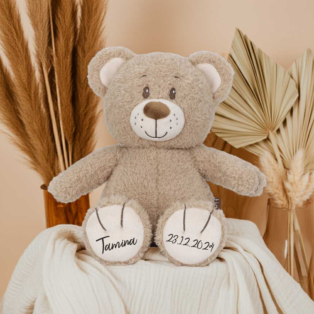 Ours en peluche personnalisé avec prénom – Cadeau de naissance et de baptême | Schmatzepuffer