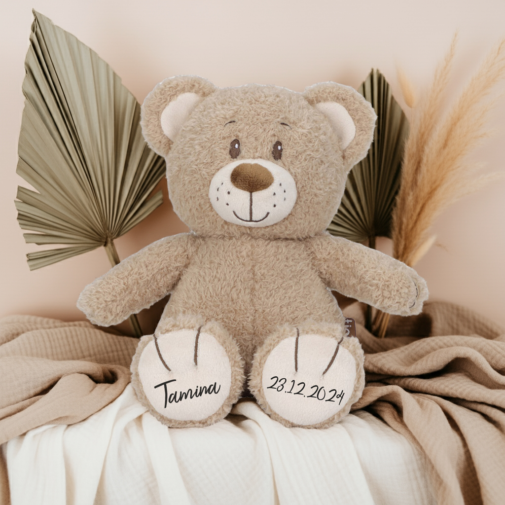 Ours en peluche personnalisé avec prénom – Cadeau de naissance et de baptême | Schmatzepuffer