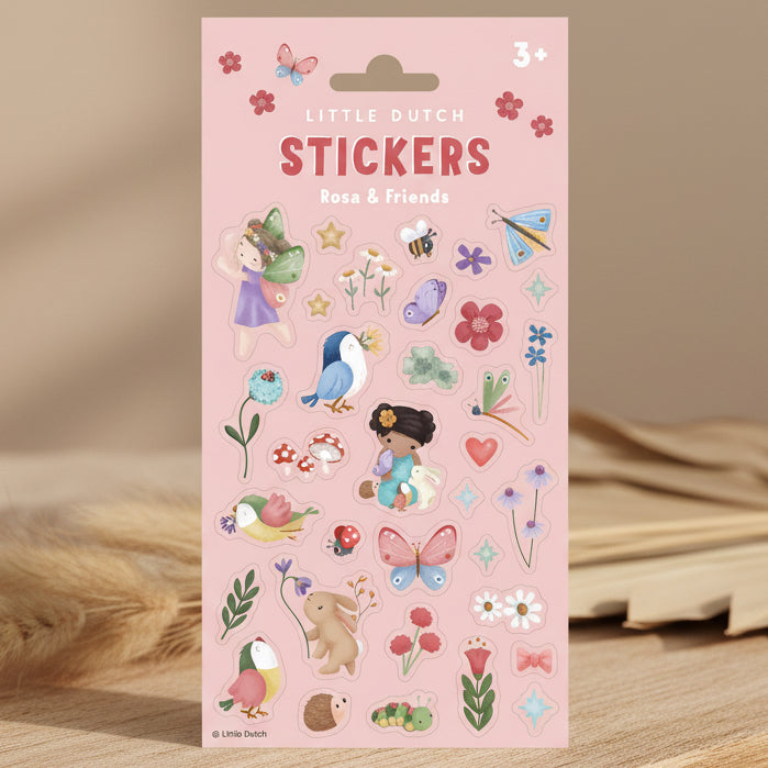 Sticker Set mit liebevoll gestalteten rosa Motiven und Freunden zum Dekorieren von Heften, Bastelprojekten, Karten und Geschenken