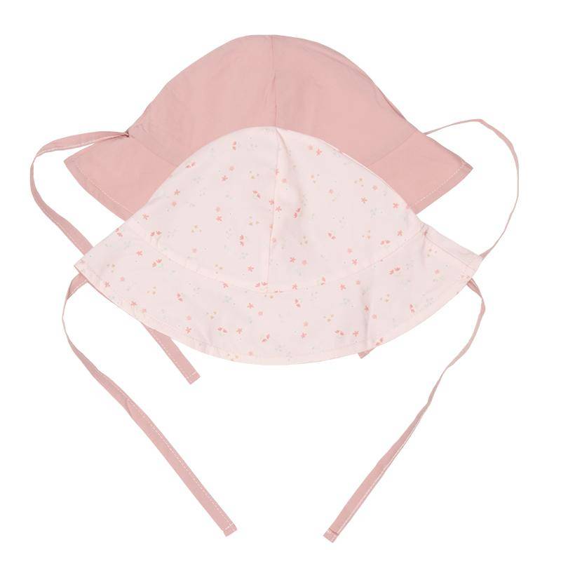 Chapeau de soleil réversible, Petites Fleurs Roses / Rose Vintage, taille 1 | Little Dutch
