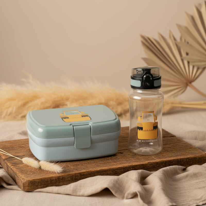 Set Repas Bouteille & Boîte à goûter Tiny Drivers - Excavatrice | Lässig