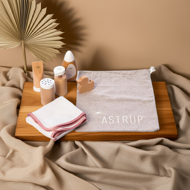 Ensemble d'accessoires d'entretien pour poupée, 7 pièces, rose, blanc, naturel | par Astrup