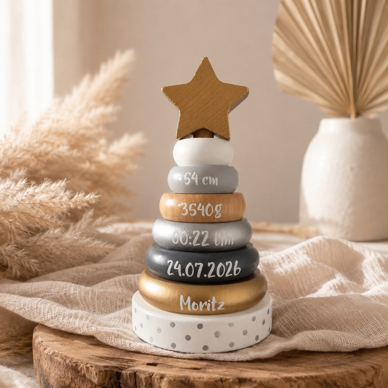 personalisierter-holz-stapelturm-geburtsdaten-babygeschenk-zur-geburt