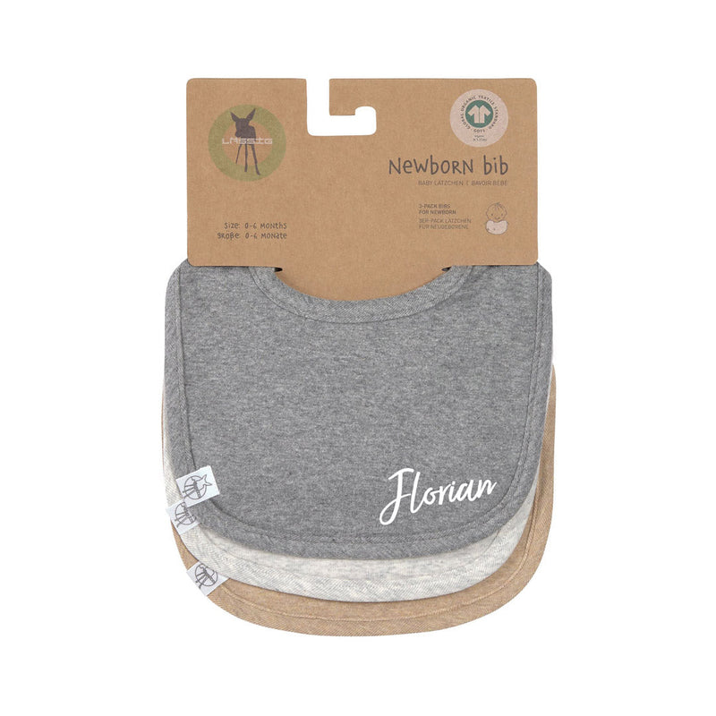 Lot de 3 bavoirs, gris foncé, gris clair, beige, coton | Lässig